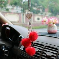 Madingas automobilio vaizdo veidrodis, pakabinamas pakabukas, auto namų dekoras Lucky Vehicle ornamentas, mini automobilio aksesuaras, pakabinamas mergaitėms raudona