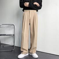 Men's Wide Cut Drape Straight Leg Pants L gray