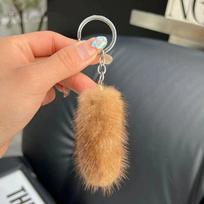 Mini Mielas Audinės Plauko Maža Uodegytė Automobilio Raktų Pakabukas Internetinė Įžymybė Pliušinė Uodega Kuprinės Pakabukas Dovana šviesiai ruda spalva