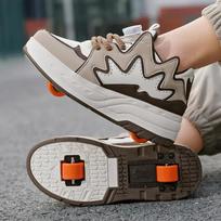 Girls 2-wheel High-top Roller Shoes Fashion Parkour Sneakers With Wheels Women's Retractable Dual-purpose Skates Sports Shoes EUR-29
