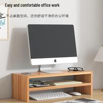 Wooden Desktop Monitor Stand and Storage Box Dual Layer Riser [Cherry Wood]