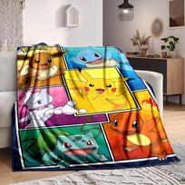 1 vnt. Pokemon, Pikachu pledas Minkštas šiltas visų sezonų užtiesalas sofai, lovai, automobiliui, biurui Ryškių spalvų dizainas, patvarus ir jaukus dovanų 80cm×120cm yellow