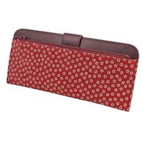 Indenya Inden Long Wallet, Large, Slim, Deerskin, Red with White Lacquer, Small Cherry Blossom Pattern, 2107-13-002