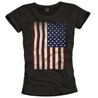 JAV VĖLIAVOS MARŠKINĖLIAI MOTERIMS AMERIKA JAV VĖLIAVA JIEKTINĖS AMERIKOS VINTAGE TOP'ai M gray