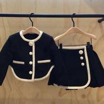Girls 2026 Autumn Suit New Style Girls Fashionable Long-Sleeved Cardigan Baby Korean Style Skirt Two-piece Set 2Y90 juoda
