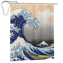 Didžioji banga prie Kanagavos K. Hokusai Dušo užuolaida Vonios kambariui Poliesterio Vandeniui atsparios Vonios užuolaidos su kabliukais 152x183 cm