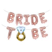 16Inch Rose Gold Bride To Be Letter Balloon Set Diamond Ring Shape Aluminum Film Balloon Proposal Party Balloon Festival Decor 16INCH