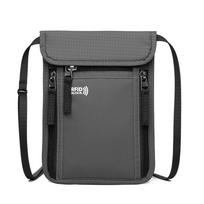 Portable Nylon RFID Passport ID Bag Waterproof Multi-Functional Document Pouch Passport Bag Travel Neck Wallet pilka