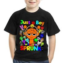 Summer Game Sprunki Incredibox Cartoon Print  Kids T-Shirts Boys Casual Short Sleeve Baby Girls Clothes Children Tee Tops 110 beige