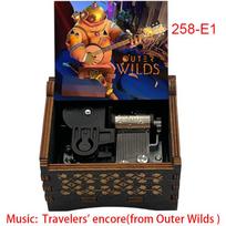 Game Outer Wilds Wooden Music Box 18 Note Wind up Travelers' Encore Musical Movement Special Cute Gift for Friends Birthday (as the picture,Small)