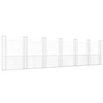U Shaped Gabion Basket with 7 Posts Iron 740 x 20 x 200 cm