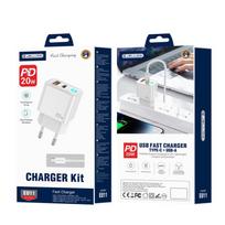 Jellico Pd Charger 20W Eu11 1Xusb-C For Iphone Android With Usb-C Cable 1 60 x 40 x 28 mm balta