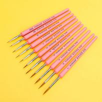 G130 Wolf Hair Ultra-Fine Watercolor & Oil Painting Liner Pen Pink Complete Set 11 orange