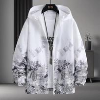 PLAYBOY Men's Quick-Dry UV Protection Hooded Jacket 4XL šviesiai pilka spalva