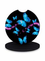 2-Pack Butterfly Pattern Car Cup Holder Coasters – Absorbent Heat-Resistant Non-Slip Cup Mat, Car Interior Decor Accessory