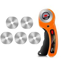 45mm Rotary Cutter with 5 Replacement Blades Fabric Cutter with Safety Lock for Sewing Fabric Leather Quilting Perforating Tool