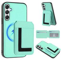 For Samsung Galaxy A07 A17 A06 A16 A26 A36 A56 A55 A35 A05s A25 A15 A05 M35 M55 C55 F15 M15 Case Cover Magnetic Wallet Supports Wireless Charging Galaxy A07 mėtų žalios spalvos