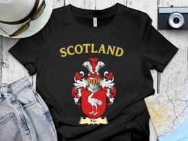 Fin Scotland Coat of Arms Scottish Clan Family Crest T-Shirt L