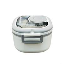 Didelės talpos plastikinė studentų priešpiečių dėžutė su stalo įrankių padažo dėžute, mikrobangų krosnelėje, izoliuota priešpiečių dėžute balta