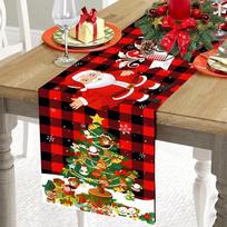 New Santa Claus Christmas Table Runner Elk Snowman Christmas Tablecloth New Year Table Decor Christmas Party