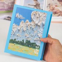 6 Inch 100 Pockets Photo Album 3D Floral Cover Large Capacity Insert Page Album Insert Pocket Laminated Photo Display Album šviesiai mėlyna spalva