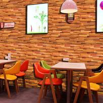 Kūrybiški 3D vandeniui atsparūs plytų sienų lipdukai Lipnūs tapetai Kavinės Baro Restorano PVC tapetai striped wood