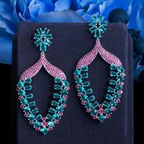 2022 New Delicate S925 Silver Needle Earrings Micro Set Zircon Drop Tassel Earrings Female Wedding Evening Party Jewelry Gift blue