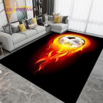 3D Animacinis Spalvingas Liepsnos Futbolo Kilimas, Kilimas Svetainei Miegamajam Sofai, Virtuvei Vonios Kambariui Durų Kilimėlis Neslystantis Grindų Kilimėlis 40x60cm gray