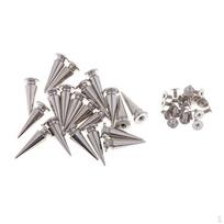 20 rinkinių kūgio sidabro smaigalių diržas, odinis kniedės priedas x 19 mm