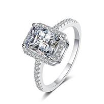 2 karatų moisanito žiedas moterims smaragdo spinduliuojantis deimanto pjūvis sterlingų sidabras 925 padengtas 18K auksu vestuvinis sužadėtuvių žiedas 5&1 Carat