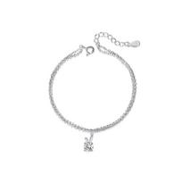 S925 Sterlingo Sidabro Mielas Triušis Mosang Deimantų Apyrankė Moterims Ins Geriausias Draugas Mada Korėjietiška Versija 1 Karatas Mosang Akmuo Krištolinė Apyrankė Adjustable size white