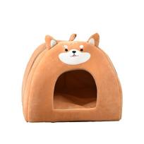 Autumn and Winter Shiba Inu Shape Pet Cat Nest Soft Warm Short Plush Cat Sleeping Nest Four Seasons Universal Small and Medium-sized Dog Kennel S