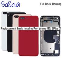 Replacement For IPhone 8 Plus X XR XS MAX 8G 8P Back Middle Frame Full Housing Assembly Battery Cover With Flex Cable 8G black