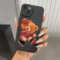 Couple Cartoon Teddy Bear Silicone Case For Samsung Galaxy S23 Ultra S22 Plus S21 S20 FE A14 A34 A54 A13 A23 A33 A52 A72 Cover S23