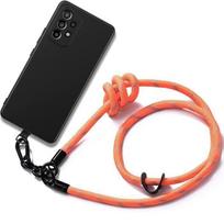 Protective Case - BOOLING - Samsung Galaxy A53 5G - Black - Shockproof TPU - Orange Lanyard oranžinė