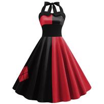 Women's dress halloween paly movie peripheral ugly girl digital print strap striped dress women S
