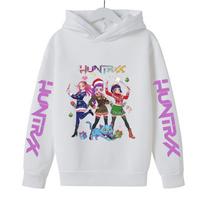 Kalėdiniai KPop Demonas Medžiotojai Gobtuvai Mergaitėms Rumi Gobtuvas Laisvalaikio Ilgomis Rankovėmis Vaikiški Drabužiai Gobtuvai 110 balta