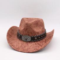 Etninio stiliaus Jaučio galvos Jojimo Džiazo skrybėlė Tiesioginė prekyba Kaubojiška skrybėlė Persiko širdelės Kaubojiška skrybėlė one size fits all (peach cow)
