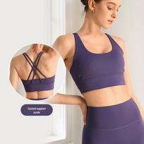Shockproof Cross-Back Sports Bra with Thin Straps - High-Intensity, Quick-Dry Yoga and Running Top Double Extra Large