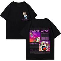 2025 new Kanye West Graduation Bear Summer Doublesided Tshirt for Men Casual and Fashionable Hiphop Cool Top Short Sleeve S