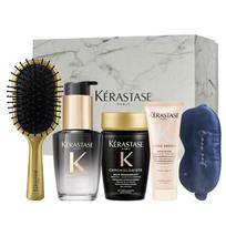 Kerastase Juodo Deimanto Plaukų Aliejus Akių Kaukė Valymo ir Priežiūros Rinkinys, 5 dalių rinkinys glotniems, drėkinamiems ir žvilgantiems plaukams 30ml+80ml+75ml juoda