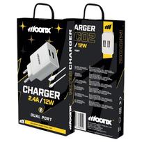 Moonx 12W 2Xusb Charger For Samsung Iphone 12 Pro With Micro Cable balta
