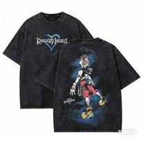 Model kingdom hearts Washed T shirt  personality Clothes shirt Year round clothing Streetwea comfortable casual S