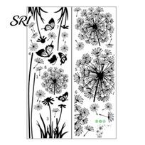 Butterfly Wall Sticker 2 Sheets Dandelion Wildflower Decals, Peel And Stick Floral Butterflies Nordic Style Stickers for Girls Kids Bedroom F