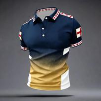 Men's England Football Print Polo Shirt Classic Fit Soccer Jersey 2026 Tournament Sportswear Comfortable Collar L mėlyna