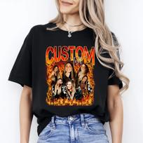 Custom Flame Bootleg rap T-Shirt gift Fire Bachelorette party Your own photo Uni L
