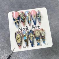 Long Stiletto Press-On Nails With Gradient Snake Skin Design Retro Chic Acrylic Tips Women Handmade Luxury Wearable Nail Art Small