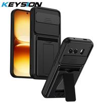KEYSION Card Slot Holder Bag Phone Case for IQOO 15R 5G Slide Camera Protection Kickstand Shockproof Cover for IQOO Z11 Turbo 5G for IQOO 15R juoda