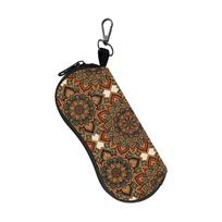 Mandala Glasses Case Lightweight Soft Lined Eyeglass Holder Carabiner Glasses Bag Metal Zipper Eyewear Storage Case For Belts