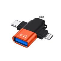 C tipo adapterio kištukas Greitas žaidimas Kompaktiškas įkrovimas Duomenų perdavimas Universalaus dydžio Nešiojamas USB Micro 3 OTG oranžinė